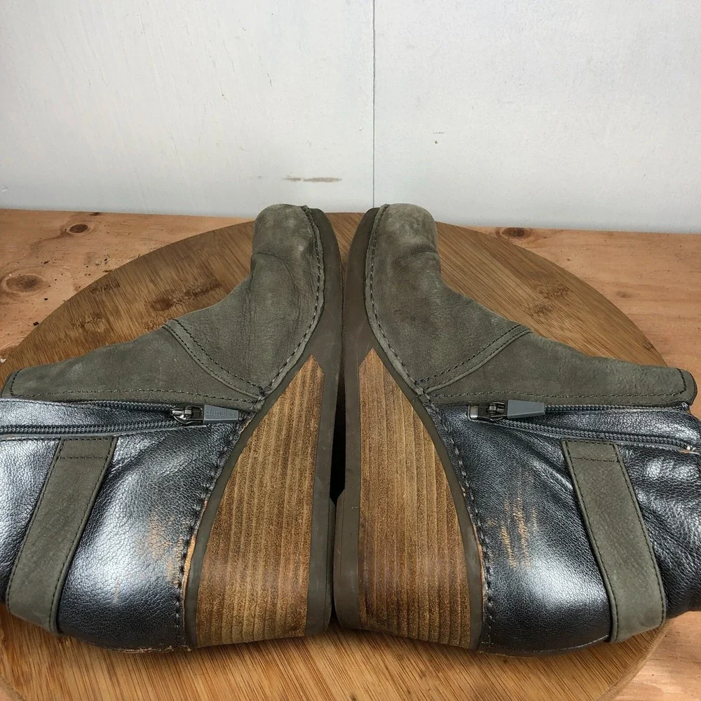 Dansko Shirley womens size 41 shoes brown leather wedge zip up ankle boots
